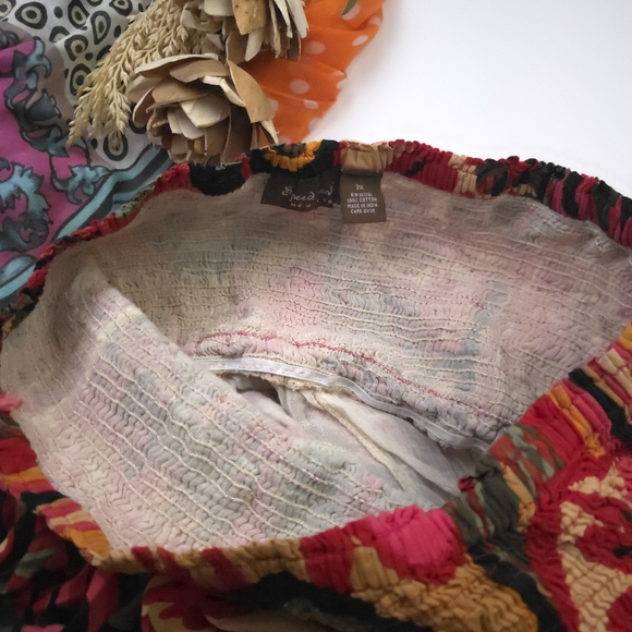 Speed Control Floral Red and Green Women's Pocketed Strapless Dress Sz 2x - Picture 7 of 10